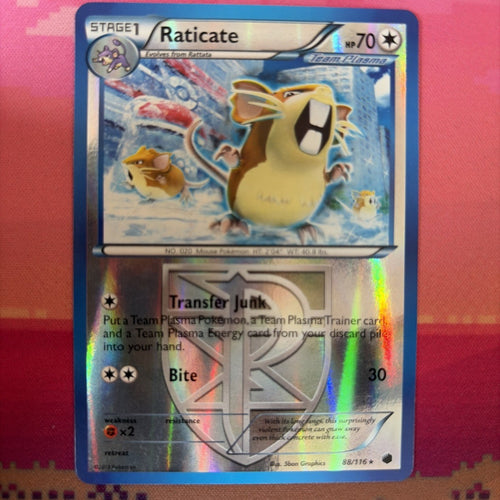 Pokemon Card Raticate Plasma Freeze Reverse Holo 88/116 Near Mint