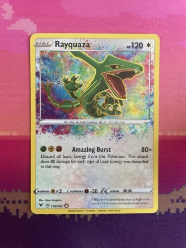 Pokemon Card Rayquaza 138/185 Amazing Rare Vivid Voltage Near Mint