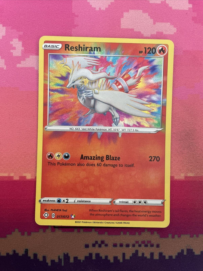 Pokemon Card Reshiram 017/072 Amazing Rare Holo Shining Fates Near Mint