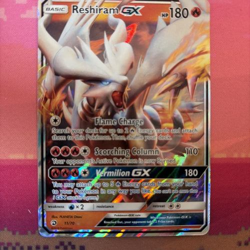 Pokemon Card Reshiram GX  Dragon Majesty Full Art 11/70 Near Mint