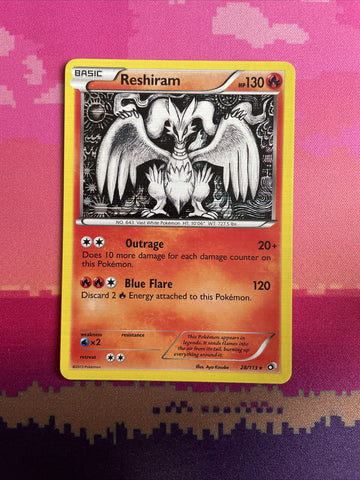 Pokemon Card Reshiram Legendary Treasures Holo Rare 28/113 Near Mint