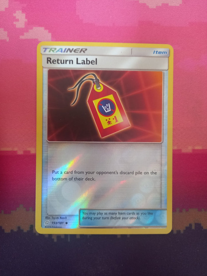 Pokemon Card Return Label 153/181 Reverse Holo Team Up Near Mint