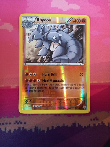 Pokemon Card Rhydon Base Set Reverse Holo Rare 61/146 Near Mint