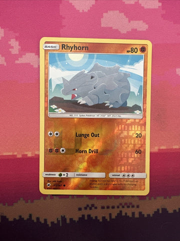 Pokemon Card Rhydon Burning Shadows Reverse Holo 65/147 Near Mint