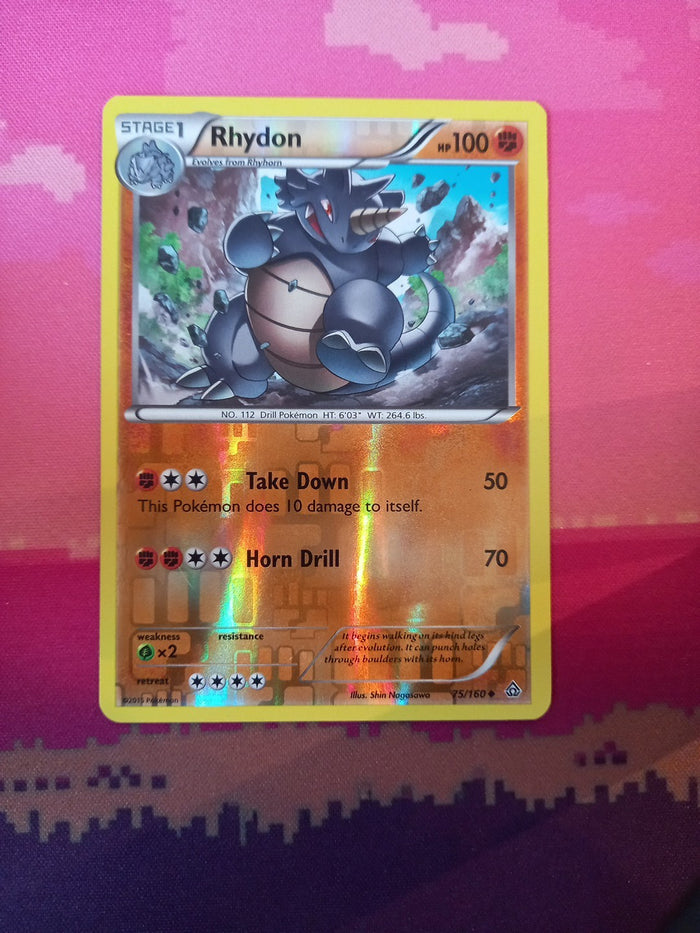 Pokemon Card Rhydon Primal Clash Reverse Holo 75/160 Near Mint