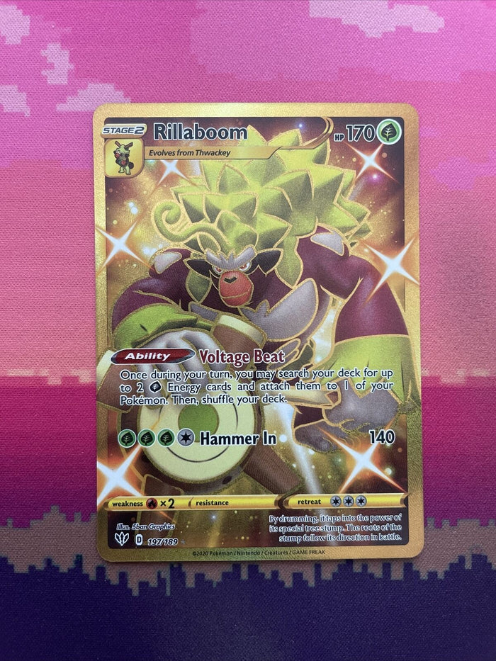 Pokemon Card Rillaboom 197/189 Secret Rare Darkness Ablaze Near Mint