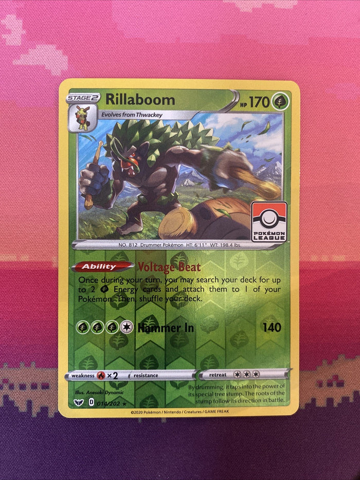 Pokemon Card Rillaboom Pokemon League Sword & Shield 014/202 Near Mint