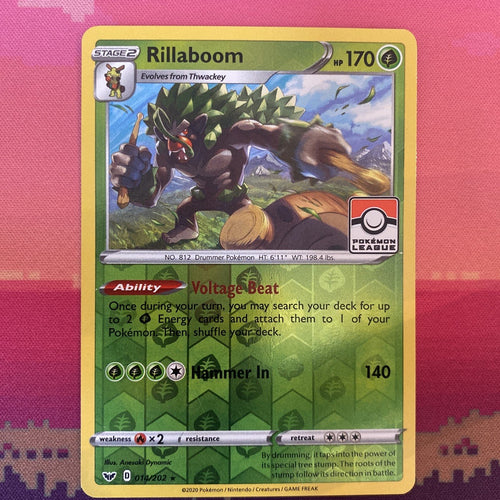 Pokemon Card Rillaboom Pokemon League Sword & Shield 014/202 Near Mint
