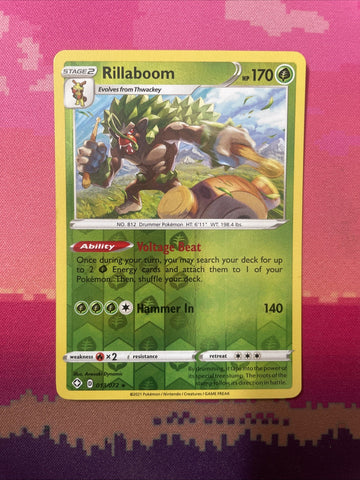 Pokemon Card Rillaboom Shining Fates Reverse Holo 013/072 Near Mint