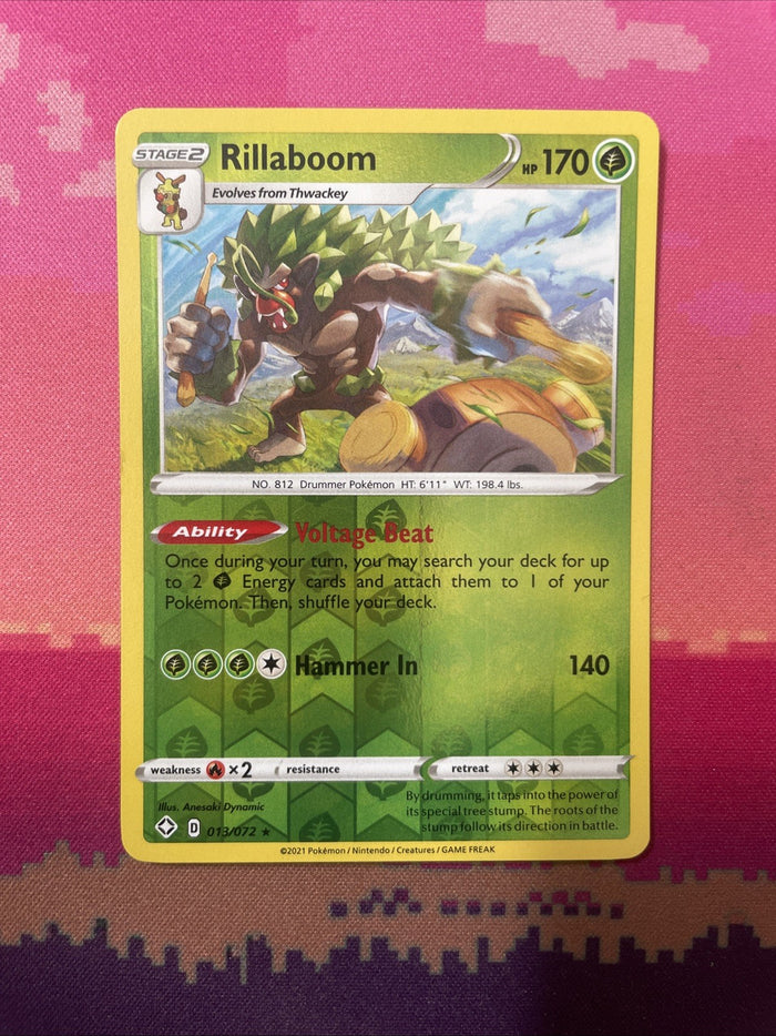 Pokemon Card Rillaboom Shining Fates Reverse Holo 013/072 Near Mint