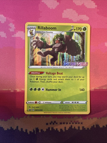 Pokemon Card Rillaboom SWSH006 Black Star Promo STAMPED Sword & Shield Near Mint