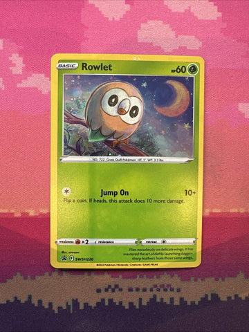 Pokemon Card Rowlet SWSH220 Black Star Promo Cosmo Holo Near Mint