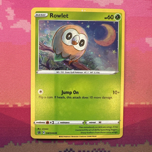 Pokemon Card Rowlet SWSH220 Black Star Promo Cosmo Holo Near Mint