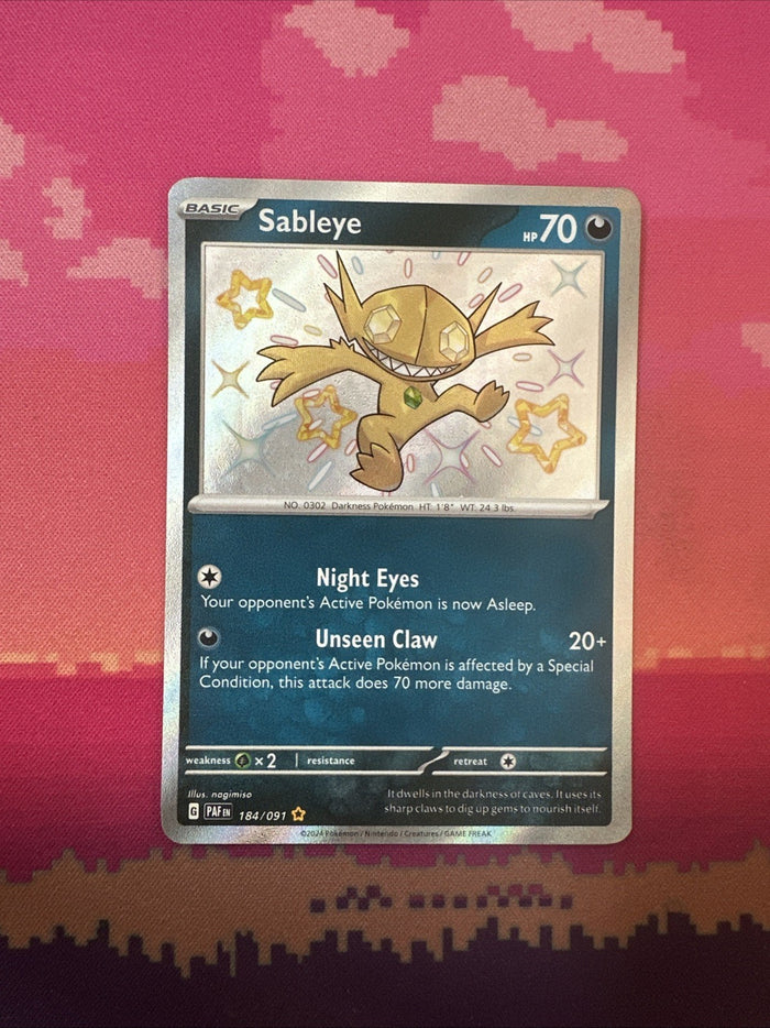 Pokemon Card Sableye 184/091 Shiny Paldean Fates Near Mint