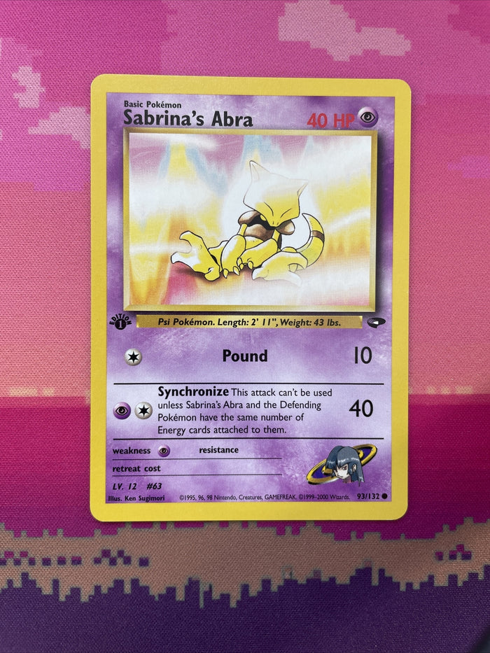 Pokemon Card Sabrina's Abra Gym Challenge 1st Edition Common 93/132 Near Mint