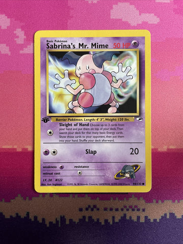 Pokemon Card Sabrina's Mr Mime Gym Heroes 1st Edition Common 94/132 Near Mint