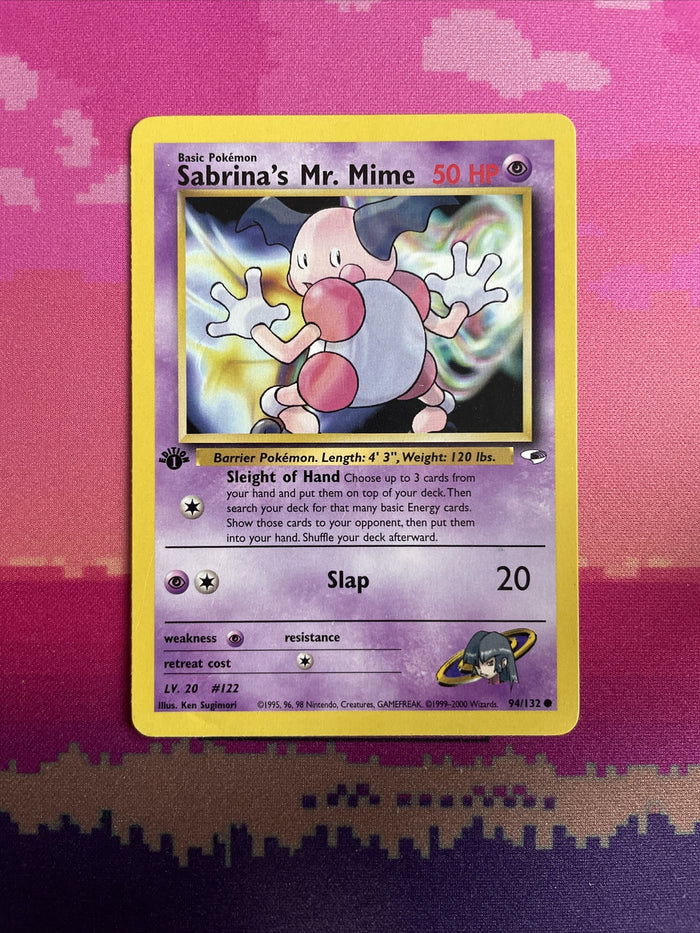Pokemon Card Sabrina's Mr Mime Gym Heroes 1st Edition Common 94/132 Near Mint