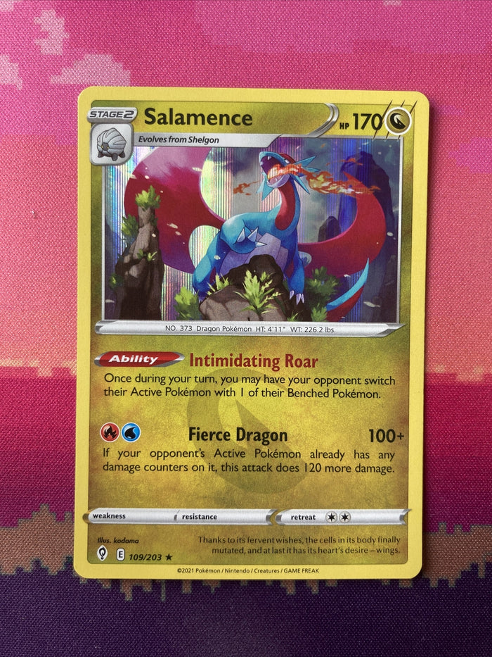 Pokemon Card Salamence Evolving Skies Holo Rare 109/203 Near Mint