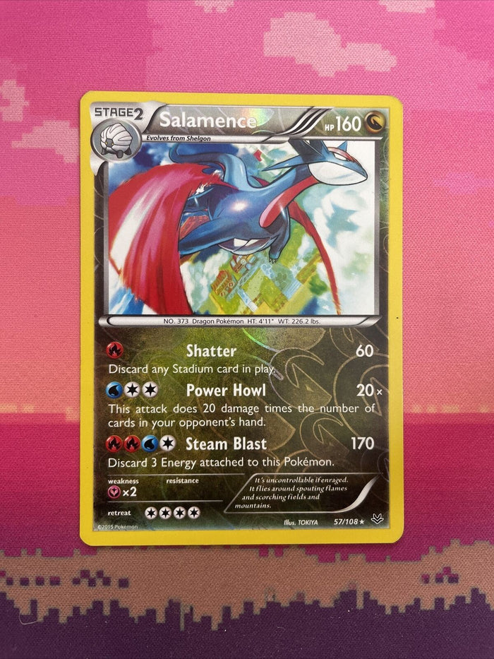 Pokemon Card Salamence Roaring Skies Reverse Holo Rare 57/108 Near Mint