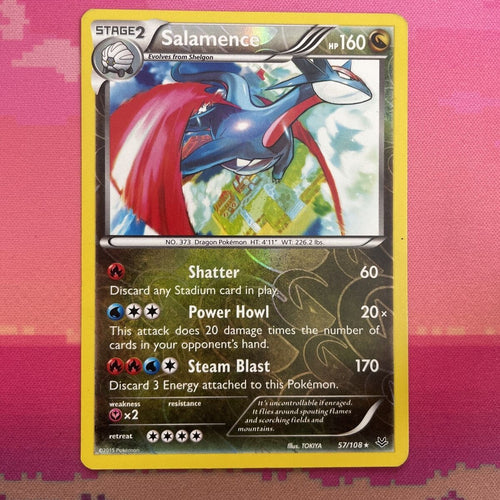 Pokemon Card Salamence Roaring Skies Reverse Holo Rare 57/108 Near Mint