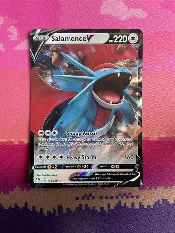 Pokemon Card Salamence V 143/189 Ultra Rare Darkness Ablaze Near Mint