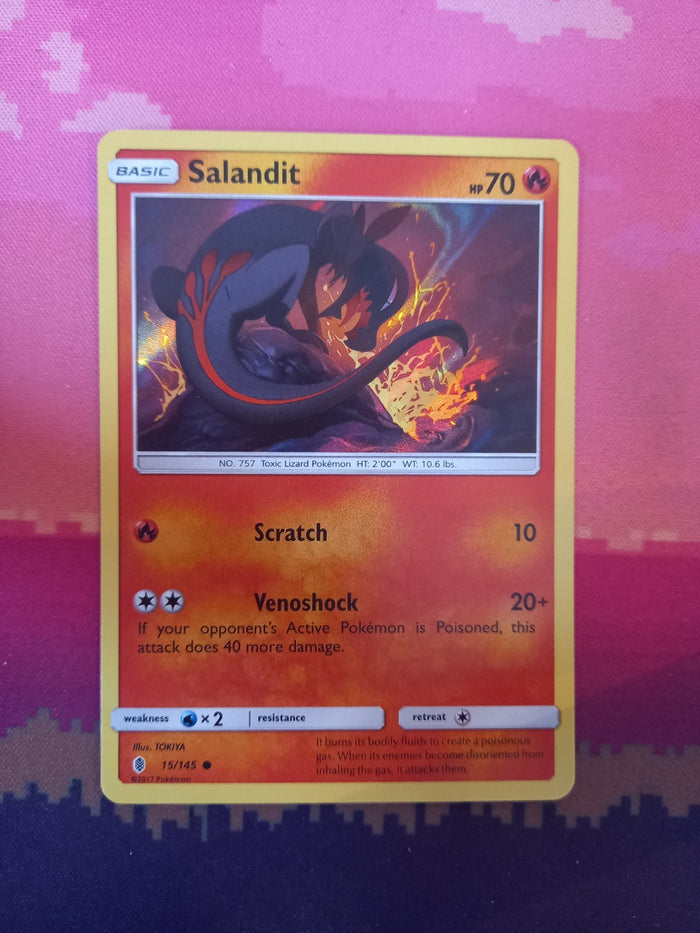 Pokemon card Salandit 15/145 Holo Guardians Rising Near Mint