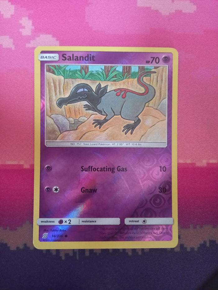 Pokemon Card Salandit 98/236 Reverse Holo Unified Minds Near Mint