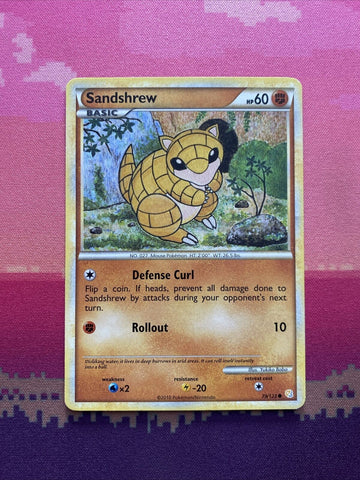 Pokemon Card Sandshrew HeartGold SoulSilver Common 79/123 Near Mint