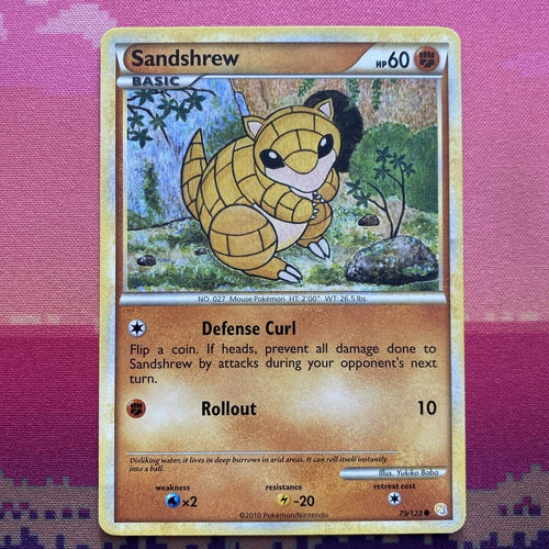 Pokemon Card Sandshrew HeartGold SoulSilver Common 79/123 Near Mint