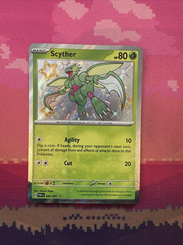 Pokemon Card Scyther 095/091 Shiny Rare Paldean Fates Near Mint