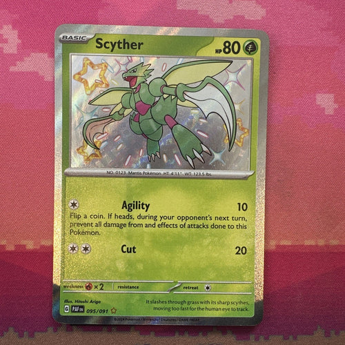 Pokemon Card Scyther 095/091 Shiny Rare Paldean Fates Near Mint