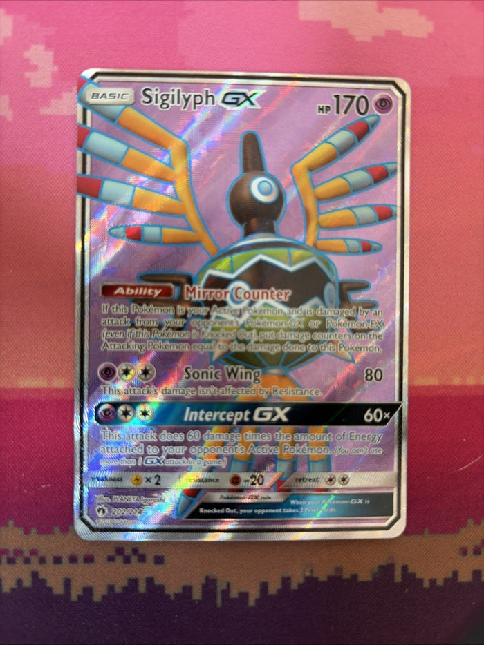 Pokemon Card Sigilyph GX Lost Thunder Full art 202/214 Near Mint