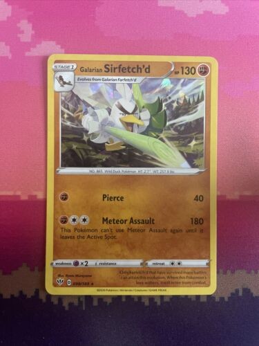 Pokemon Card Sirfetch'd Darkness Ablaze Cracked Ice Holo Rare 098/189 Near Mint