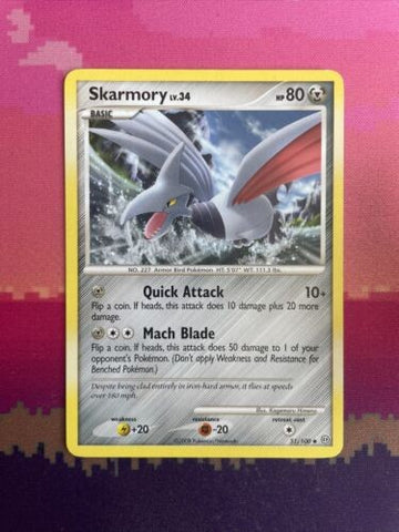 Pokemon Card Skarmory Stormfront Uncommon 51/100 Near Mint