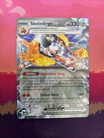 Pokemon Card Skeledirge ex 137/182 Double Rare Paradox Rift Near Mint