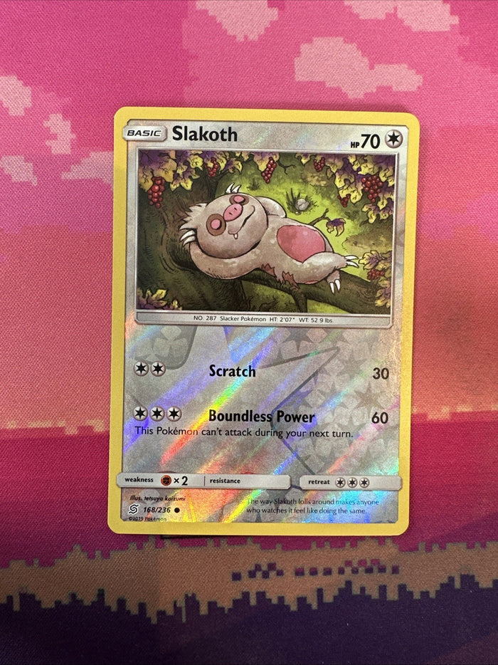 Pokemon Card Slakoth Unified Minds Reverse Holo 168/236 NM