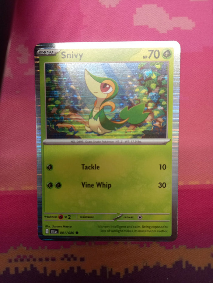 Pokemon Card Snivy Black Bolt Holo Promo 001/086 Near Mint