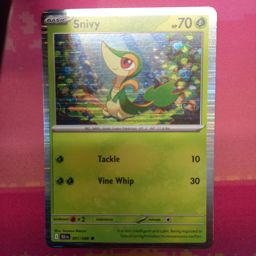 Pokemon Card Snivy Black Bolt Holo Promo 001/086 Near Mint
