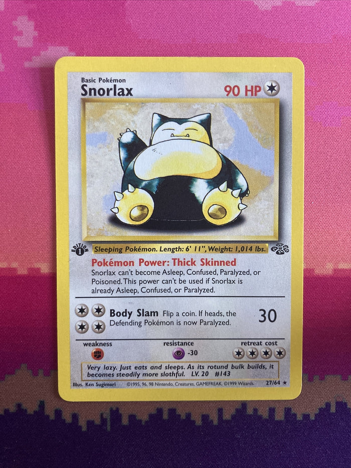 Pokemon Card Snorlax Jungle 1st Edition Rare 27/64 Near Mint