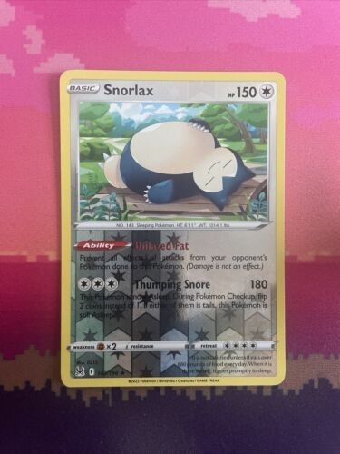 Pokemon Card Snorlax Lost Origin Reverse Holo Rare 143/196 Near Mint