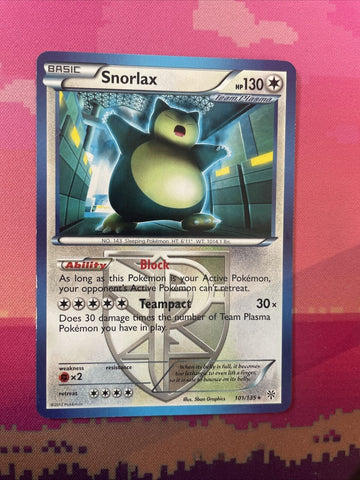Pokemon Card Snorlax Plasma Storm Rare 101/135 Near Mint