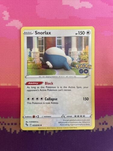 Pokemon Card Snorlax Pokemon Go Holo Rare 055/078  Near Mint