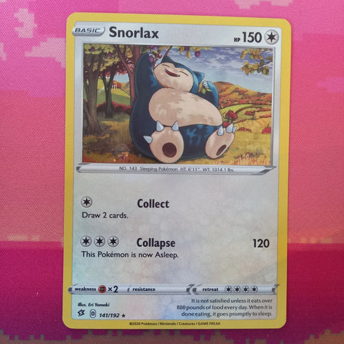 Pokemon Card Snorlax Rebel Clash Cosmo Holo Rare 141/192 Near Mint