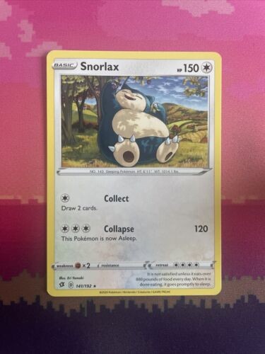 Pokemon Card Snorlax Rebel Clash Rare 141/192 Near Mint