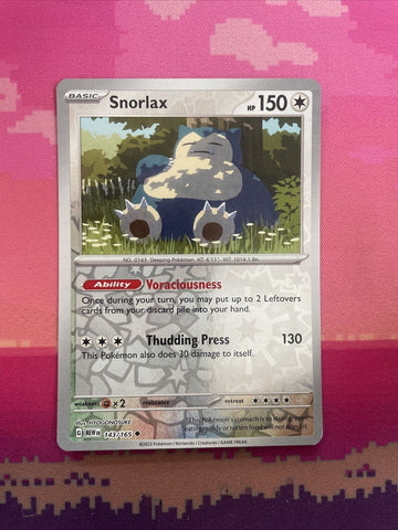 Pokemon Card Snorlax Scarlet & Violet 151 Reverse Holo 143/165 Near Mint