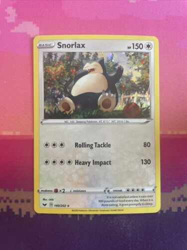 Pokemon Card Snorlax Sword & Shield Cosmo Holo Rare 140/202 Near Mint