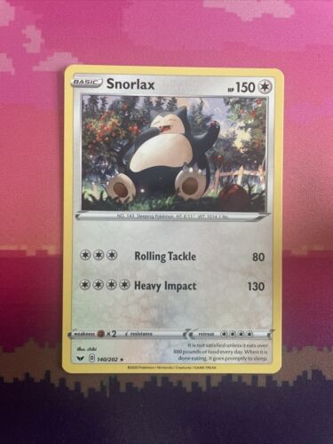 Pokemon Card Snorlax Sword & Shield Rare 140/202 Near Mint