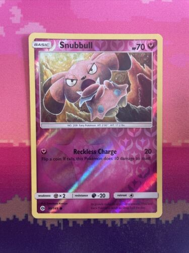Pokemon Card Snubbull Sun & Moon Reverse Holo 90/149 Near Mint