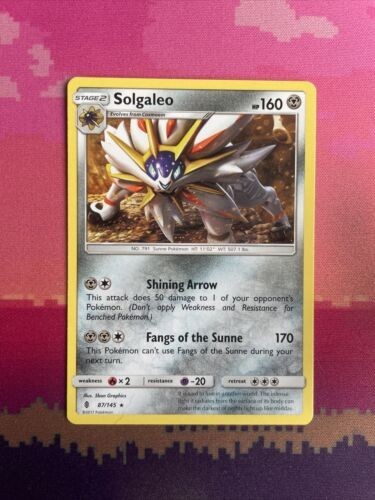 Pokemon Card Solgaleo Guardians Rising Rare 87/145 Near Mint