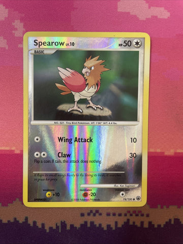 Pokemon Card Spearow Majestic Dawn Reverse Holo 74/100 Near Mint
